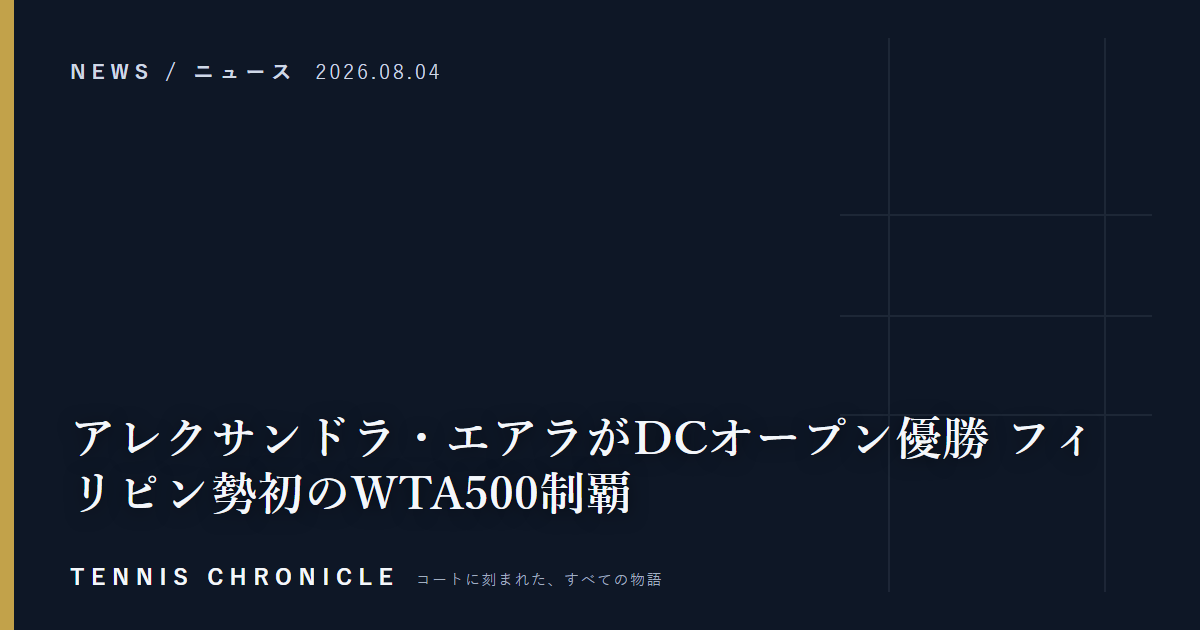 アレクサンドラ・エアラがDCオープン優勝 フィリピン勢初のWTA500制覇